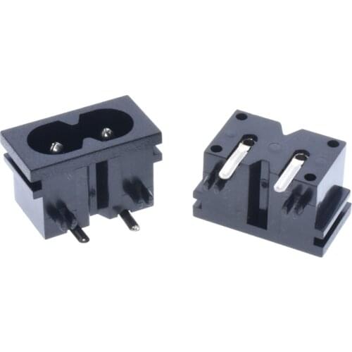 10Pcs AC 250V 2.5A Right Angle Black Male Plug IEC320 C8 Power Socket Connector 180-F02