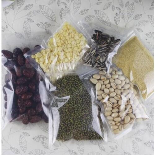 100pcs/pack Clear Self Seal High Quality Zip Lock Poly Bags Dried Flower Tea Powder Zipper Top Plastic Storage Pouch