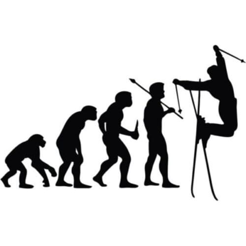 18*11.4CM Fashion Ski Evolution Car Stickers Interesting Motorcycle Vinyl Decals Black/Silver C7-0602