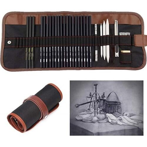 29 pcs/lot Sketch Pencil Set Professional Sketching Drawing Kit Wood Pencil Pencil Bags For Painter School Students Art Supplies