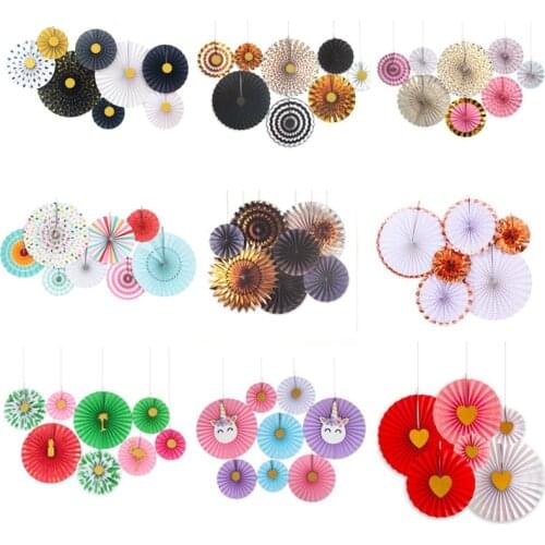 6pcs/set Mixed Size DIY Paper Crafts Paper Fans Rosettes Photo Backdrop Hanging Flower Paper for Showers Wedding Festival Decor