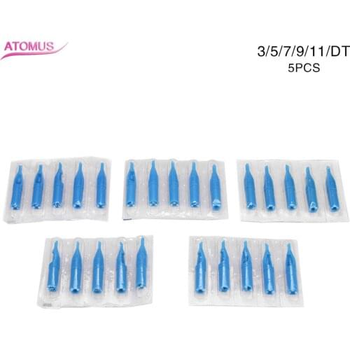 ATOMUS 5pcs/lot Plastic Sterile Disposable Tattoo Tips Needle Blue 3/5/7/9/11DT For Tattoo Needles Accessories Free Shipping