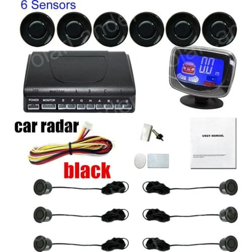 Free shipping 9 colors availabe 6 Sensors Buzzer LCD Parking Sensor Kit Display Car Reverse Backup Radar Monitor System