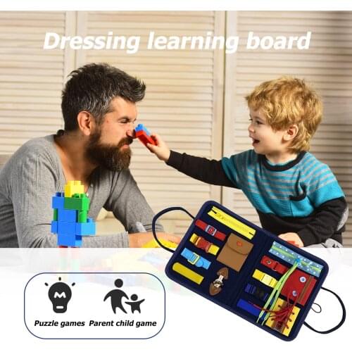 Fabric Toddler Busy Board Children Early Education Toys Basic Skills Dressing Sensory Toys for Fine Motor Skills 2-7Y