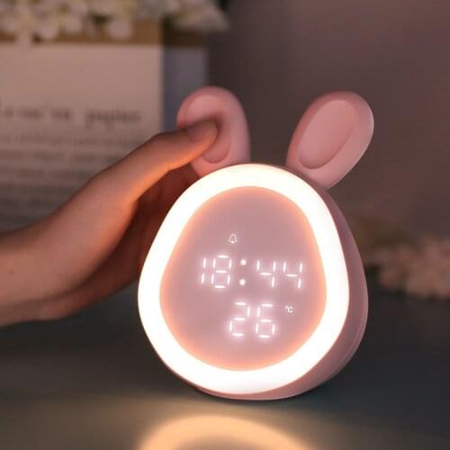 Bluetooth Alarm Clock LED Night Light Voice Control with Temperature Display Bedside Lamp Decor Easter Suppies