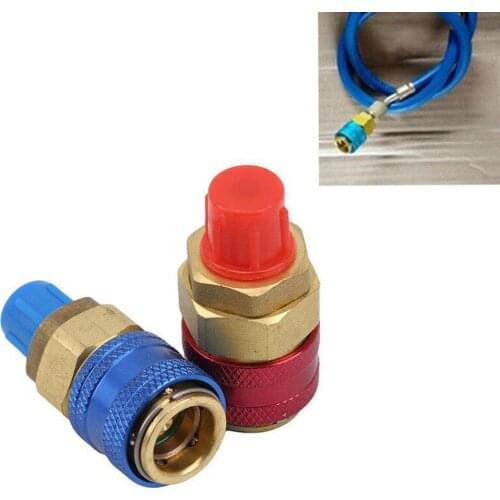 1 Pair Freon R134A H/L Auto Car Quick Coupler Connector Brass Adapters Air Conditioning Refrigerant Adjustable AC Manifold Gauge
