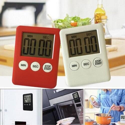 Digital LCD Kitchen Timer Super Thin Screen Count Up Timer Square Cooking Gadgets Countdown Timer Alarm Reminder Magnetic Clock
