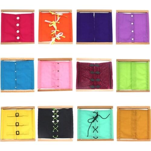 Wood Buttons Montessori Toys Dressing Clothes Tie Zipper Practical Life Skill Early Learning Education Toy For Baby Children