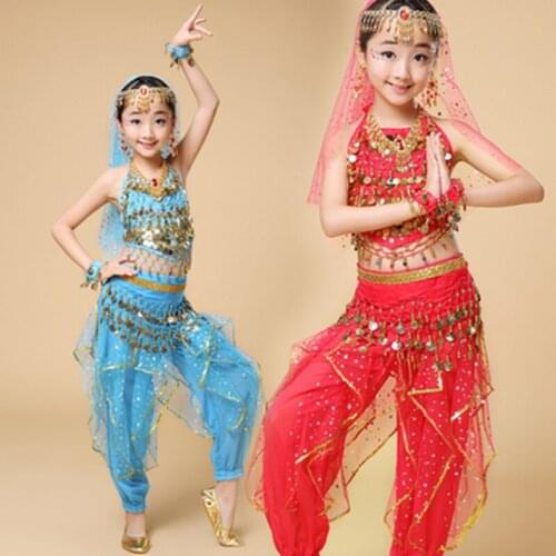 Belly Dance Childrens Costume Set Toddler Oriental Indian Dance Girl Belly Dance Set Clothes Performance Costume