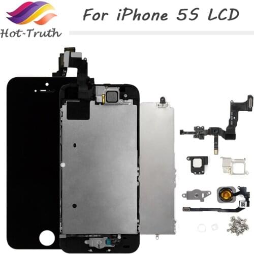 Display For iPhone 5s LCD Screen Completely LCD Touch Screen frame + Home Button + Front Camera + Speaker Replacement Assembly