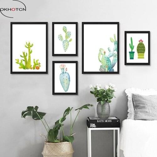 Modern Nordic Style Canvas Print Painting Poster Of Green Plant And Quote Unframed Wall Picture for Home Decoration