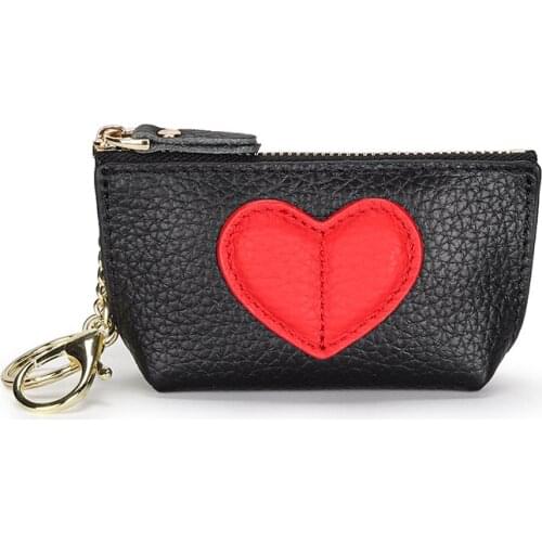Genuine Leather Purse Small Wallets Women Wallets Sweet Heart Womens Wallet For Famale Coin Purse Wallet Pocket With Key Chain