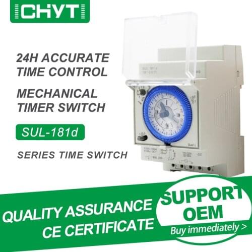Free Shipping CHYT New From Stock SUL181d Track Installation Mechanical Timer 220V 24-hour Industrial Time Control Switch