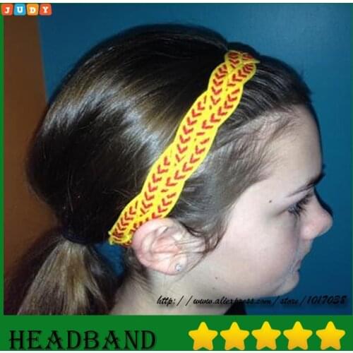 100pcs new 2016 softball braided headbands sports headbands mini softball headband