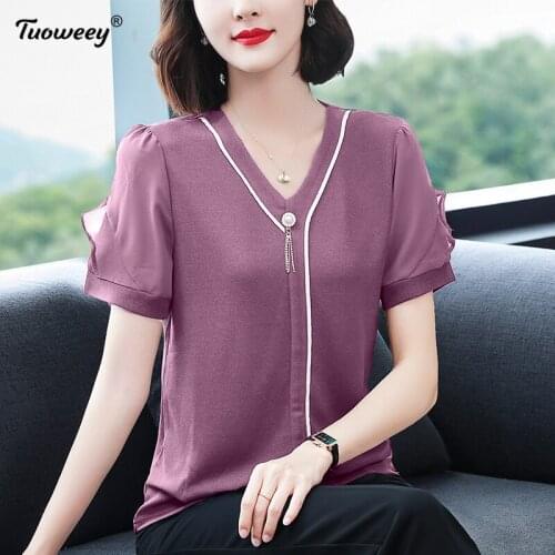 New Women short Sleeve Blusas Pullover Fashion patchwork Chiffon Blouse Shirt Loose Buttons Tops Casual Summer Ladies Female