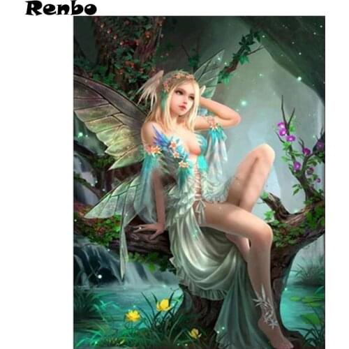 Full Diamond Embroidery Fantasy DIY 5D Cross Stitch Butterfly fairy Diamond Painting Cartoon Beautiful Girl 3d picture by number