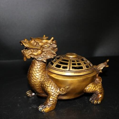 Home Christmas Decorations Gifts,Antique Collection Old Chinese Copper Dragon Censer/Metal Incense burner