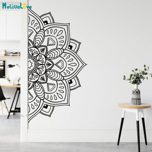 Half Mandala Geometry Wall Stickers Self-adhesive Vinyl Sticker Home Living Room Studio Decor Yoga Murals YT5788