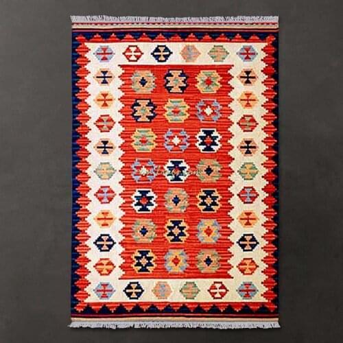Kilim Carpets floor Handmade Turkish Sofa Blanket Geometric Patterns Wool Rug Carpet