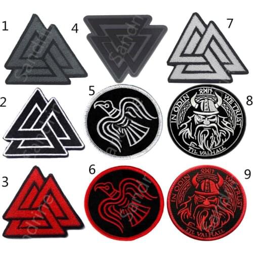 Viking Embroiderey Tactical Military Patches Badges Combat Emblem Applique For Clothing Hook backing