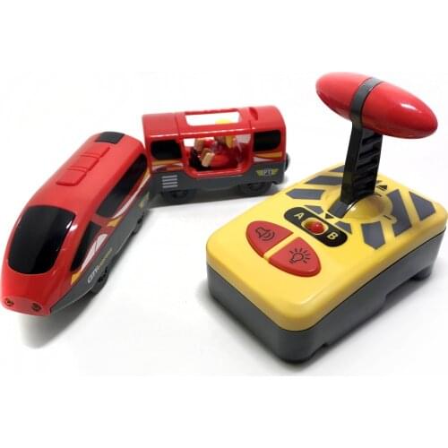 W06 new remote control electric magnetic train compatible with BRIO wooden track red electric train children track toy