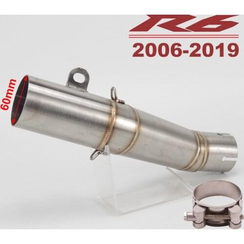 YZF R6 51mm 60mm Motorcycle Exhaust Middle Link Pipe Escape Underbody Connection Tube Section Adapter for YAMAHA R6 2006 -2019