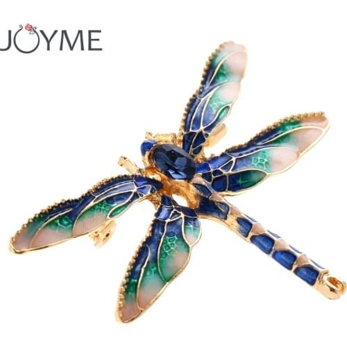 Vintage Rhinestone Crystal Dragonfly Brooch for Women Insect Enamel Brooches Pins Green Red Bag Lapel Pin Costume Jewelry