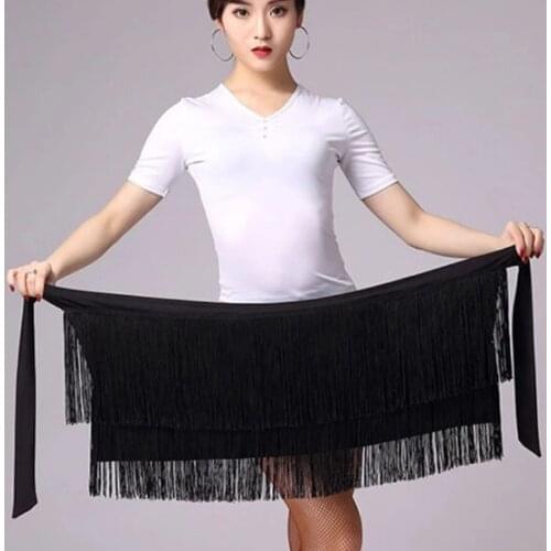 Latin Dance Skirt For Women Black Red Color Tassel Hip Scarf Latin Dancing Skirt Adult Wrap Rumba Latin Dress