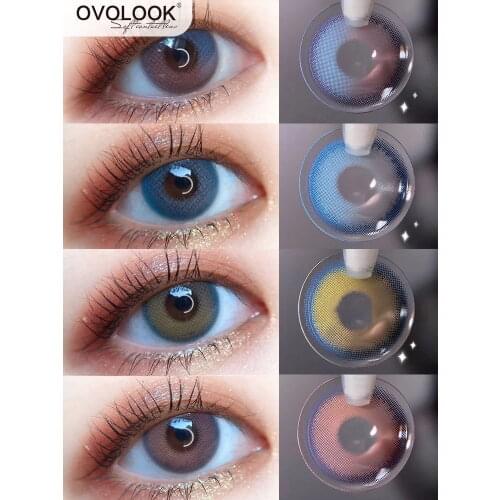 OVOLOOK-2pcs/pair Lenses Sunset Glow Color Contact Lenses Nightfall Serie Yearly Lens Blue Lenses Cosmetic Natural Lenses 14.2mm