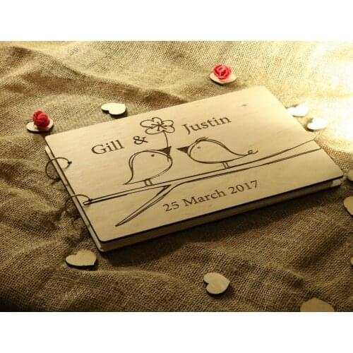 Engraved journal Personalized gift for couple Love birds on branch engraved journal Personalized gift for couple Love birds on