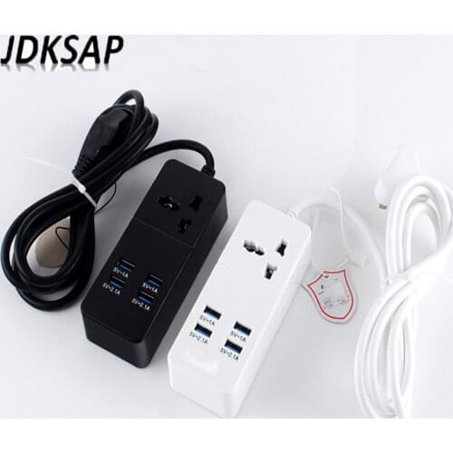 2 Round Pin EU UK US Power Board Switch 2M Cable Universal Socket 4 USB Electrical Travel Adapter Extension Cord Network Filter