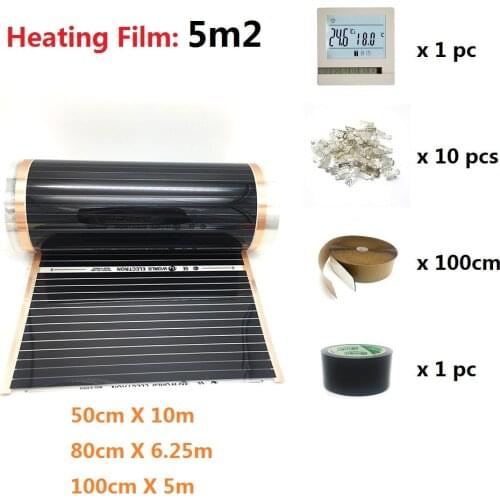 5m2 Far Infrared Carbon Heating Film Underfloor Electric Heating Warm Mat Kit with WiFi Thermostat