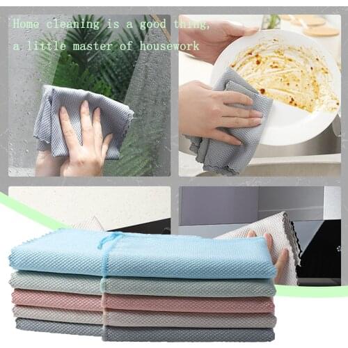 5 pieces Furniture Kitchenware Scouring Pad Microfiber Cleaning Cloth Dishcloth Washing Dish Towel Table Cup Rag Dust Wiper