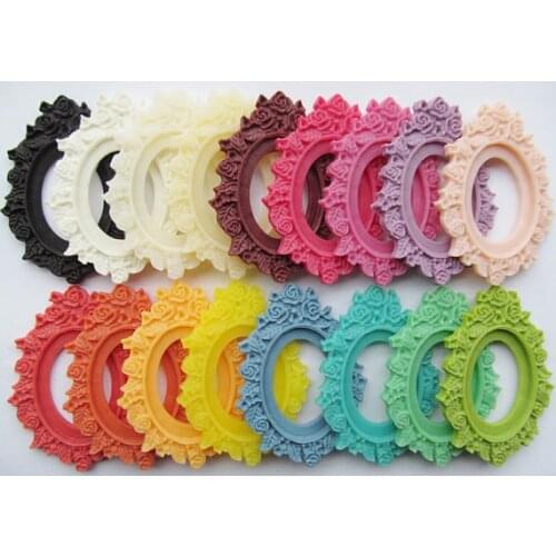 500 pcs White Oval Flatback Resin Frame Charm Finding,Filigree Flower Border Base Setting Tray, for 30x40mm Cabochon/Cameo,DIY