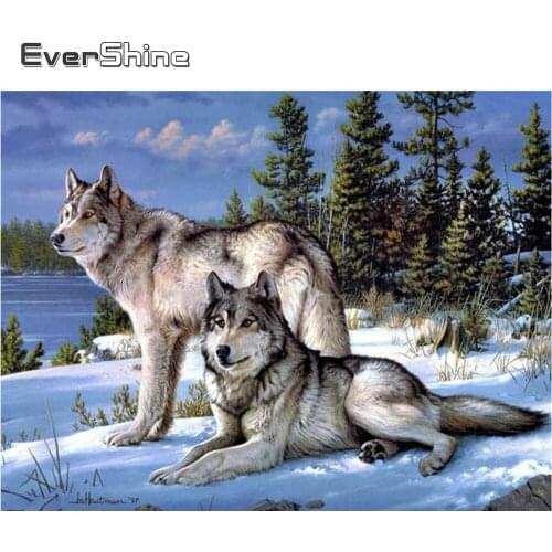 EverShine Diamond Embroidery Wolf Rhinestones Art Diamond Painting Animals Cross Stitch Hobby Gift Handicraft Kits Wall Decor