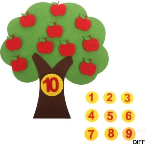 Apple Tree Match Digital Teaching Toy Montessori Educational Toy Non-woven Puzzle Creative Toy Kindergarten Kids Math Toy