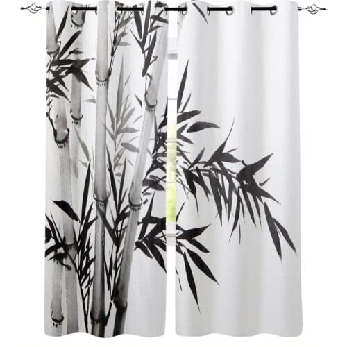 Bamboo Chinese Ink Painting Design Plant Curtain For Kitchen Living Room Bedroom Curtains Home Decor Window Treatments Drapes