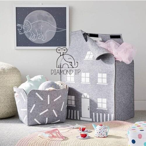 Large Cartoon House Storage Bag Laundry Basket Home Organizer Toys Bag Cute Kids Children Baby Home Decor Accessories Nordic