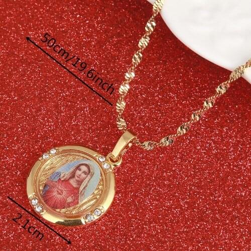 Virgin Mary Pendant Necklace for Women Girls Our Lady Godness Jewelry Wholesale Colar Cross Trendy Chain