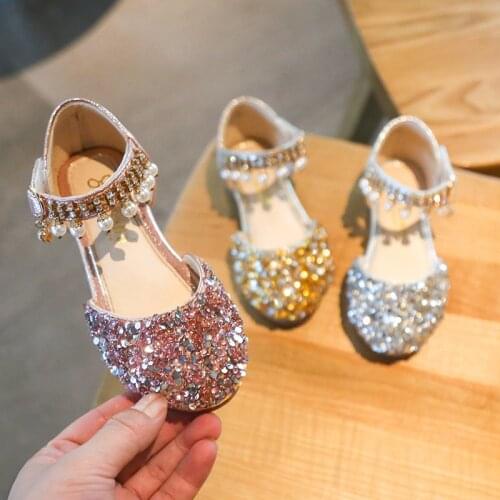Rhinestone Childrens Shoes Kids Flats Fashion Baby Girls Footwear Dancing Runway Show Princess Melissa Crystal Bead Sequence