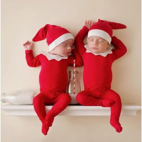 Infant Bodysuit Christmas Series Appearance Cosplay Soft Texture Footed Baby Romper Hat Photography Costume Kit Festival Clothes