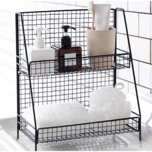 Home Organizer Iron Art Makeup Storage Shelf Multifunction 2 Layers Storage Shelf Kitchen Storage Tool Bathroom Table Organizer