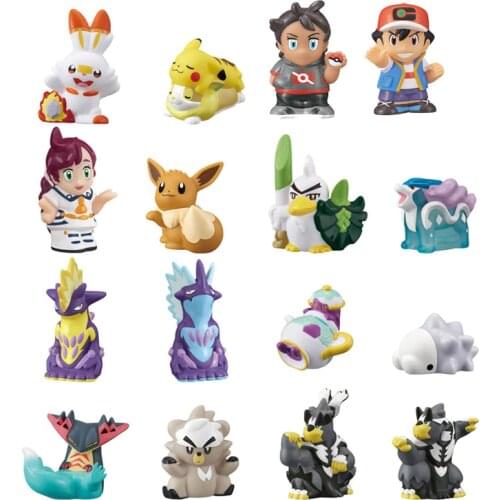 Bandai Pokemon Anime Figures Dolls Gashapon Toys Scorbunny Pikachu Yamper Ketchum Eevee Sirfetchd Suicune Polteageist Dragapul