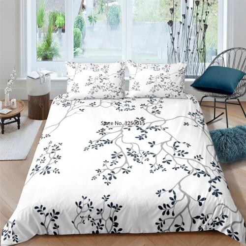 Flower 3D-priting Bedding Set Modern Floral Full Single Double Size Lightweight Polyester 2/3Pcs Duvet Cover with Pillowcase