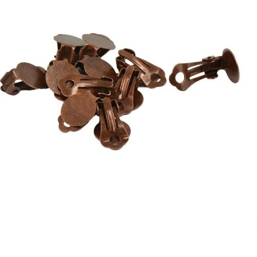 12 Pieces Brass Clip On Earring With 12mm Pad For Gluing Findings Jewelry Making DIY