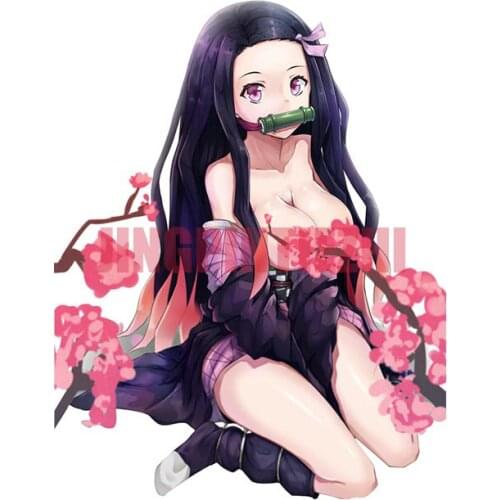 Cartoon Car Sticker for Demon Slayer Nezuko Anime Car Stickers Graffiti Motorcycle Decal Car Refrigerators Caravan Decor