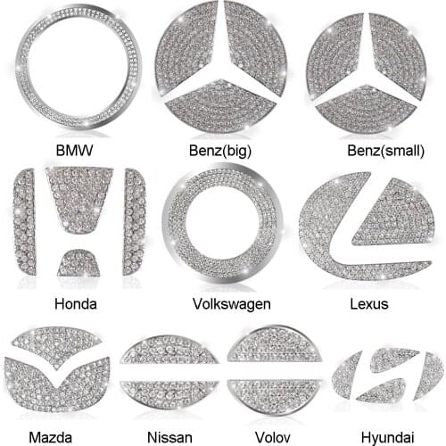 1×Steering Wheel Crystal Diamond Sticker Luxury Rhinestone Decoration Sticker For VW Audi Volvo Lexus Hyundai Benz Mazda Toyota
