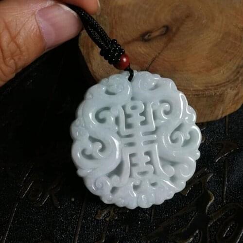 Natural Myanmar Jadeite Fu shou ru yi Jade Pendant Jewelry lucky Exorcise evil spirits Safety Amulet Jade Pendant Fine Jewelry