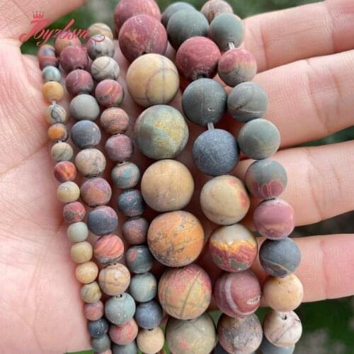 Natural Picasso Jaspers Frost Round Multicolor Loose Stone Beads 6/8/10mm For Jewelry Making DIY Necklace Bracelets Strand 15"