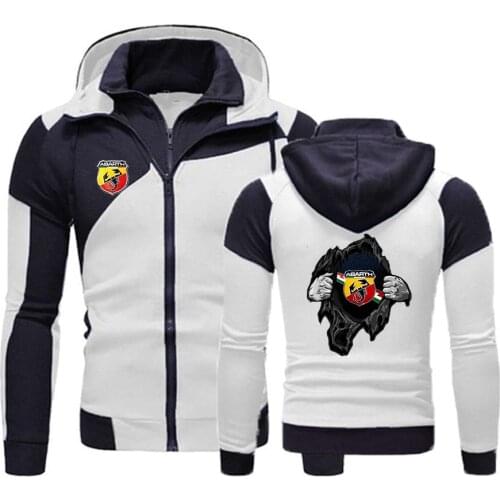 2021 New Abarth Scorpion Logo Mens Fashion Double Zip Hoodie Spring Autumn Hooded Jacket Casual Zipper Sweatshirt Sportswear